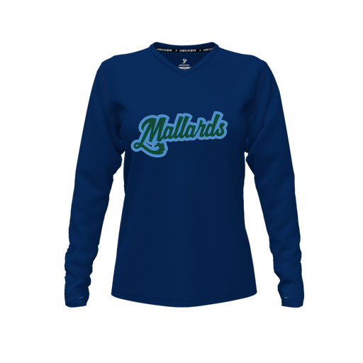 [FTLVCFNV-FYXS-LOGO1] Decker Comfort T-Shirt (Female Youth XS, Navy, V Neck, Logo 1, Long Sleeve)