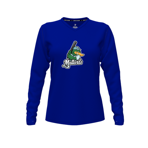 [CUS-DFW-TEES-CMF-VNK-LSL-RYL-FYXS-LOGO3] Decker Comfort T-Shirt (Female Youth XS, Royal, V Neck, Logo 3, Long Sleeve)