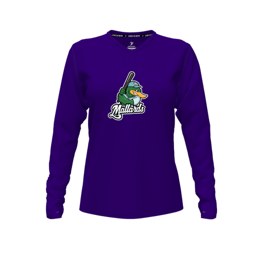 [CUS-DFW-TEES-CMF-VNK-LSL-PUR-FYXS-LOGO3] Decker Comfort T-Shirt (Female Youth XS, Purple, V Neck, Logo 3, Long Sleeve)