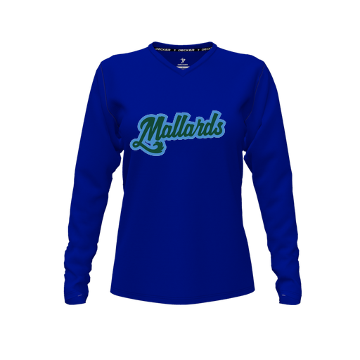 [FTLVPTRY-FYXS-LOGO1] Decker Performance T-Shirt (Female Youth XS, Royal, V Neck, Logo 1, Long Sleeve)